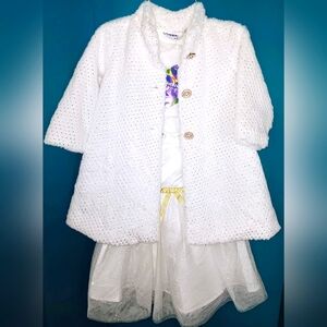 Blueberi Boulevard Formal White & Gold Dress And Coat~Toddler Girl Size 24Mo.
